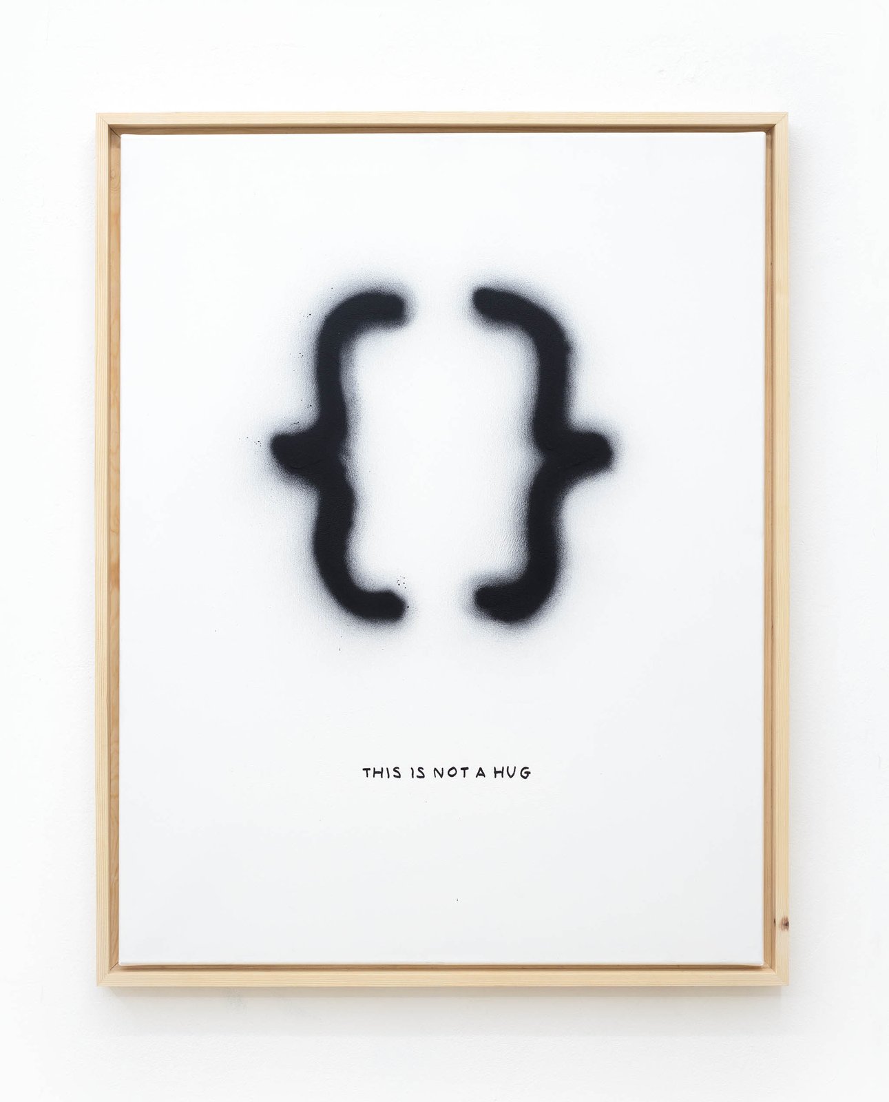 Framed bracket pair captioned THIS IS NOT A HUG