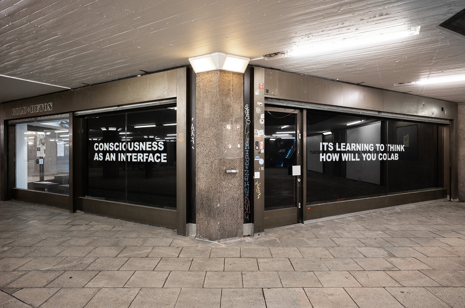 Wide view of the passage with CONSCIOUSNESS AS AN INTERFACE