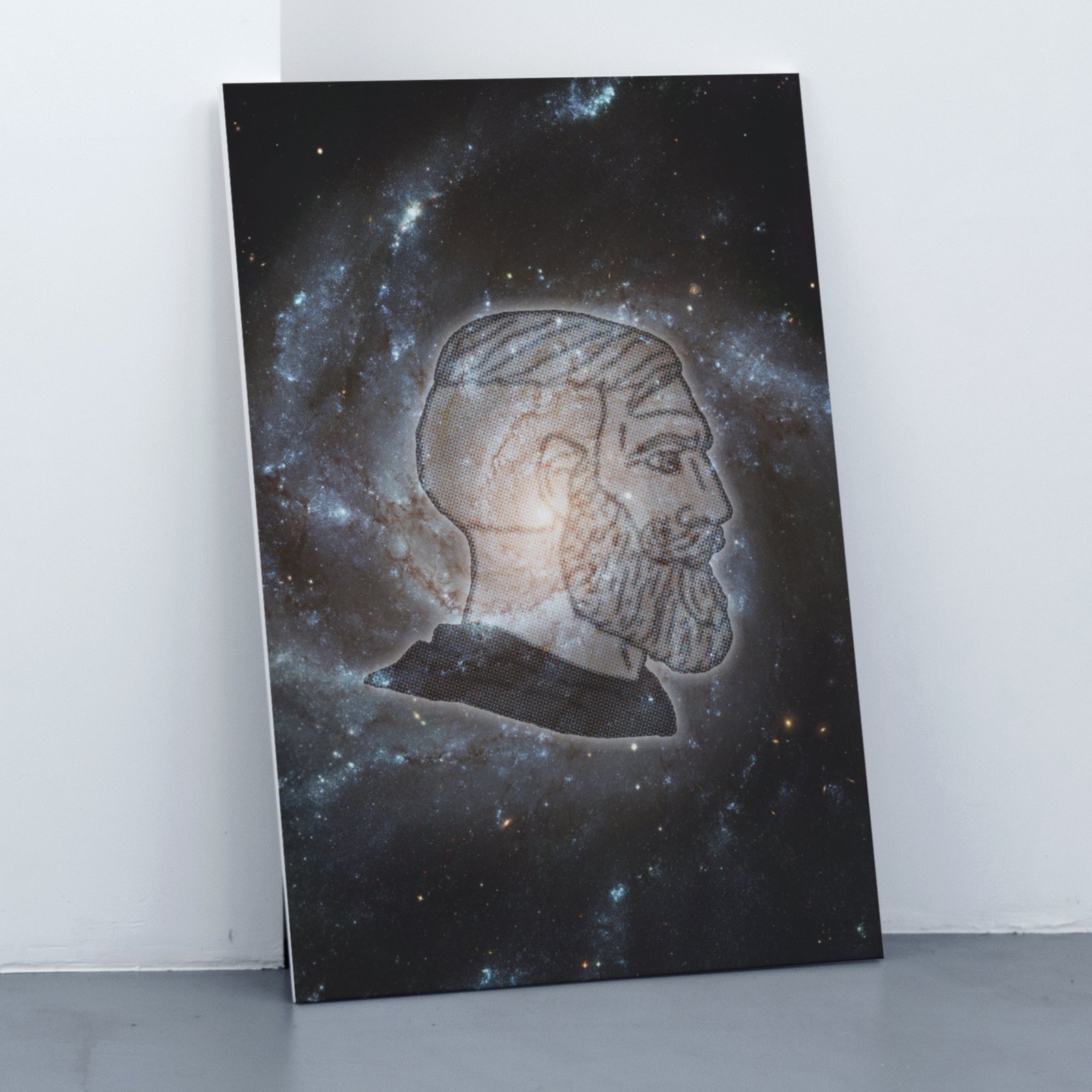 Work detail: a galaxy with a bearded profile, the Chad universe